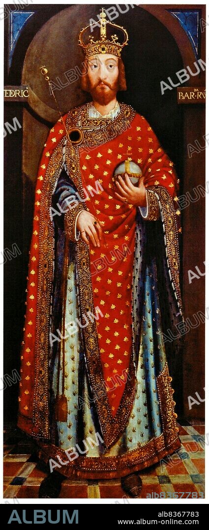 Frederick I (1122-1190), also known as Frederick Barbarossa, was the nephew of German king Conrad III, and became Duke of Swabia in 1147. When Conrad died in 1152, he named Frederick as his successor on his deathbed, rather than his own son, Frederick IV of Swabia. He was later crowned King of Italy and Holy Roman emperor in 1155, as well as being proclaimed King of Burgundy in 1178.<br/><br/>. Frederick was given the name Barbarossa ('red beard') by the northern Italian cities he attempted to conquer, waging six campaigns in all to subsume Italy, struggling constantly with the various popes and interference from the Byzantine Empire. Frederick embarked on the Third Crusade in 1189, after his sixth and final Italian expedition ended in success, a massive campaign in conjunction with the French King Philip Augustus and the English King Richard the Lionheart.<br/<br/> . Before Frederick even arrived in Jerusalem however, he drowned in the Saleph river in 1190, leaving the German army in a state of chaos and ultimately leading to the dissolution of the Crusader army. He was considered an exceptionally charismatic leader and one of the Holy Roman Empire's greatest mediaeval emperors, with his contributions including the reestablishment of the 'Corpus Juris Civilis' (Roman rule of law). His qualities were considered almost superhuman by some, his ambition, longevity, organisational skills, battlefield acumen and political perspicuity all adding to his reputation.