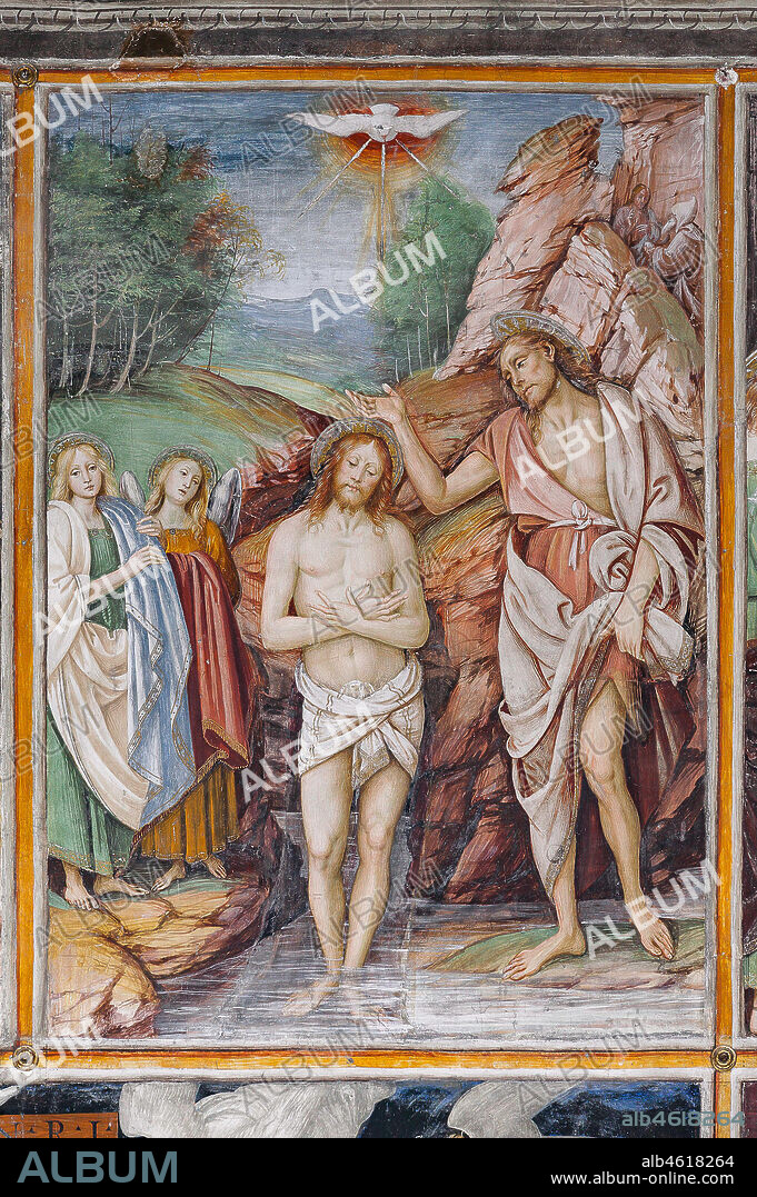 Varallo Sesia, Church of Santa Maria delle Grazie: frescoes of the Gaudenzio Ferrari wall "The life and the Passion of Christ", by Gaudenzio Ferrari, 1513. Detail of "The Baptism of Jesus".