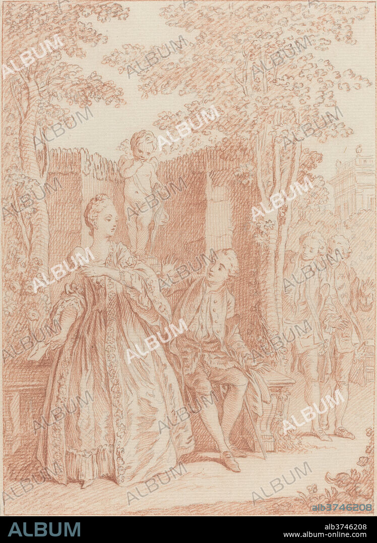 HUBERT FRANçOIS GRAVELOT. Oui, je la connais Traitre, et je connais ton Coeur. Dimensions: overall (approximate): 29.5 x 19.3 cm (11 5/8 x 7 5/8 in.). Medium: red chalk and graphite on laid paper.