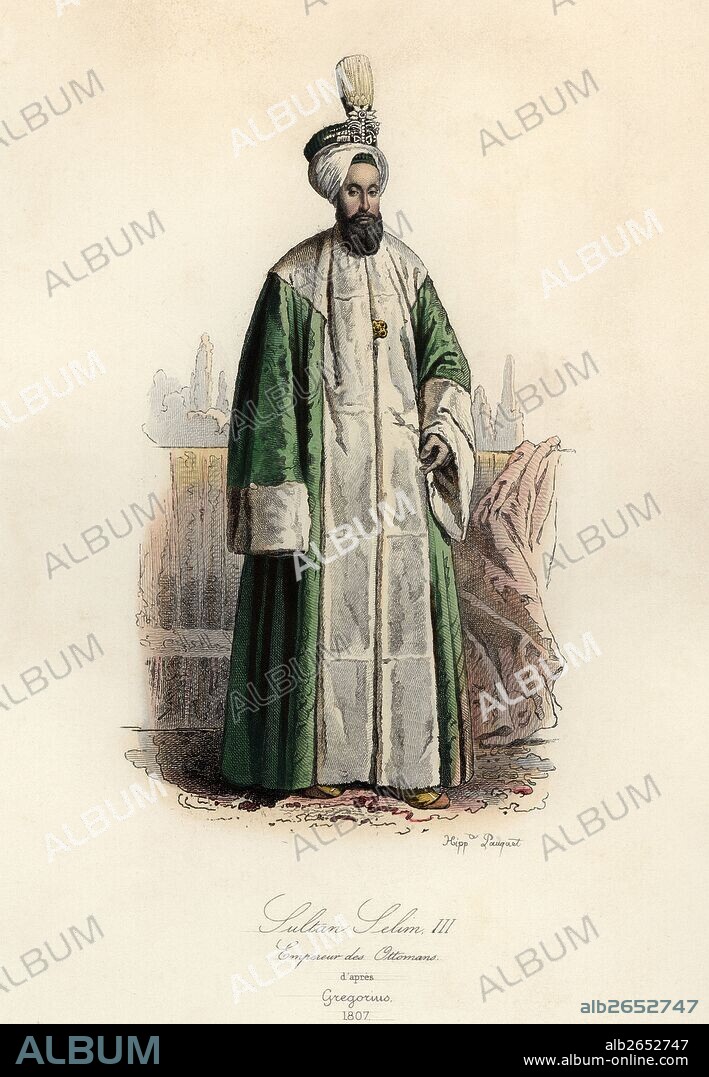 Selim III (1761-1808), sultán del imperio otomano, hijo de Mustafa II. Grabado de 1870.
