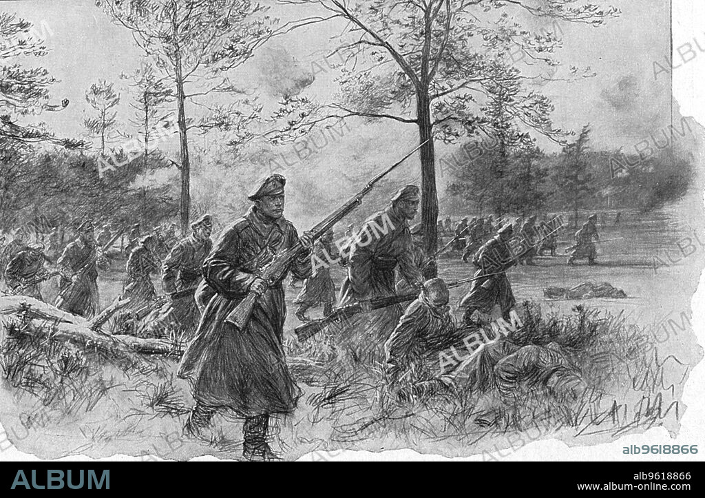 Russian infantry charging during Brusilov's offensive against Austria-Hungary, World War I, 1916. Russian general Alexei Brusilov (1856-1926) planned and commanded a major offensive against Austria-Hungary in 1916, the strategic purpose of which was to weaken the German forces on the Western front by forcing them to transfer units to the Eastern front to assist the Austro-Hungarians. The advance broke through the Austro-Hungarian lines, and was not halted until the Germans sent considerable reinforcements. Strategically it did have the effect of causing the Germans to halt their assault on Verdun, and inflicted massive casualties on the Austrians, severely weakening their contribution to the Central Powers' war effort. A feature of the offensive was Brusilov's tactics of using small elite squads of specialist troops to attack and breach identified weak points in the Austrian lines, a contrast with the more common mass assaults of the time. The Brusilov offensive marked the high point of the Russian army's contribution to the war. Afterwards the Germans advanced, and morale eroded, culminating in the Russian Revolution in 1917.