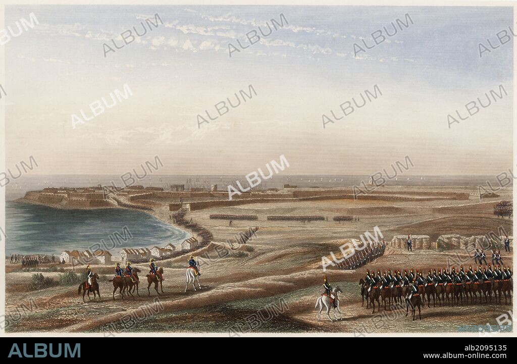 Italia. Guerras napoleónicas. Toma de la Gaeta. Asedio por los frranceses en julio de 1806. Grabado del siglo XIX.