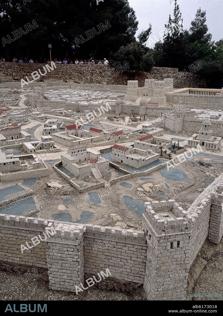 MAQUETA DE JERUSALEN - VISTA GENERAL DESDE EL NORTE-CIUDAD DE DAVID RECONSTRUIDA POR HERODES.