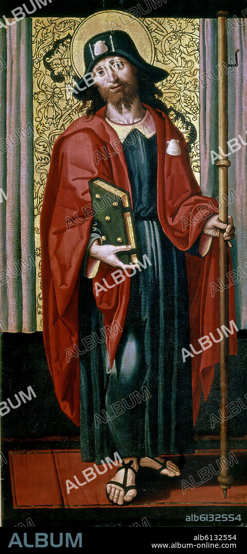 MIGUEN DEL PRADO (?-1521) MAESTRO DEL GRIFO. SANTIAGO PEREGRINO - SIGLO XVI - PINTURA GOTICA VALENCIANA.
