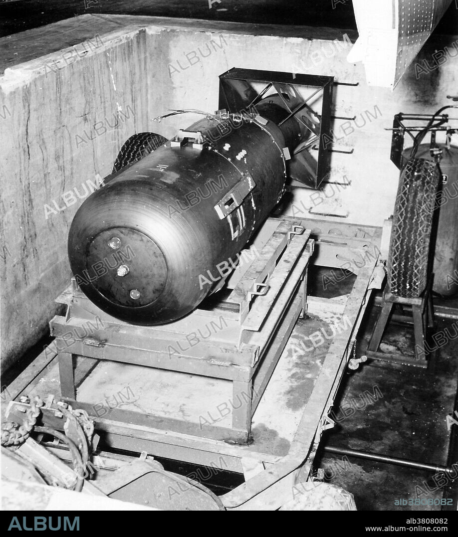 Little Boy unit, the bomb that was dropped in Hiroshima, on trailer cradle in pit (note bomb bay door in upper right-hand corner). "Little Boy" was the codename for the atomic bomb dropped on Hiroshima on August 6, 1945 by the Boeing B-29 Superfortress Enola Gay, piloted by Colonel Paul Tibbets of the 393rd Bombardment Squadron of the United States Army Air Forces. It was the first atomic bomb to be used as a weapon. The second, the "Fat Man", was dropped three days later on Nagasaki.
