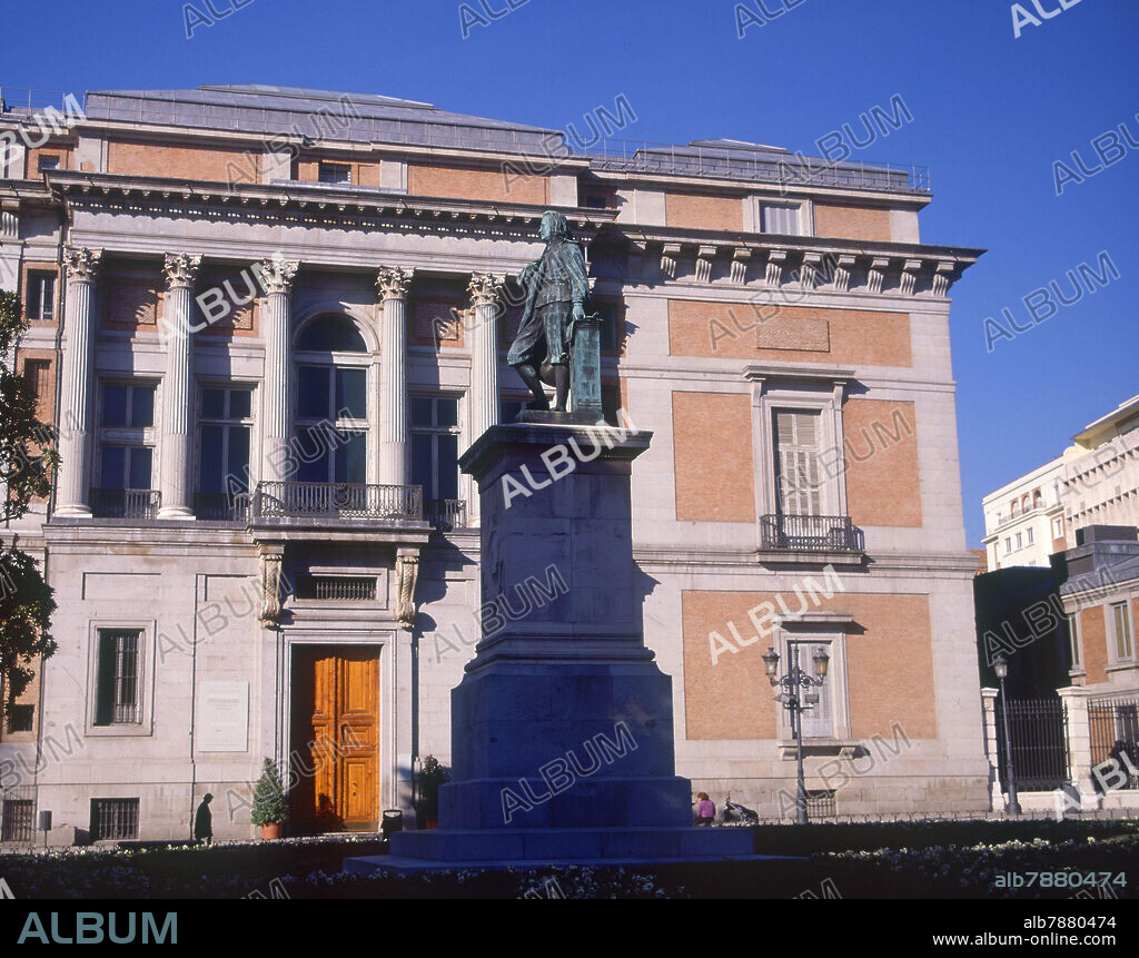 JUAN DE VILLANUEVA. FACHADA MURILLO  S XVIII Y ESCULTURA DEL PINTOR OBRA DE SABINO DE MEDINA - 1871.