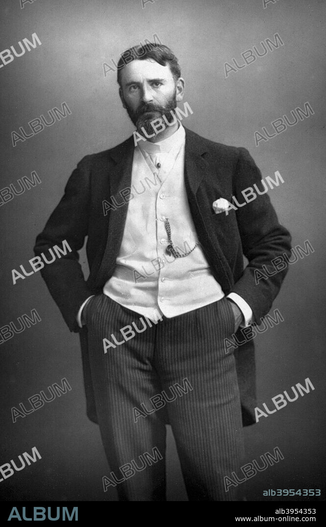 Sir Frank Bernard Dicksee (1853-1928), English painter and illustrator, 1893. Best known for his pictures of dramatic historical and legendary scenes, Dicksee also was a noted painter of portraits of fashionable women, which helped to bring him success in his own time. Although not a member of the Pre-Raphaelite Brotherhood, many of Dicksee's paintings can be considered Pre-Raphaelite in style. From The Cabinet Portrait Gallery, fourth series, Cassell and Company Limited (London, Paris and Melbourne, 1893).