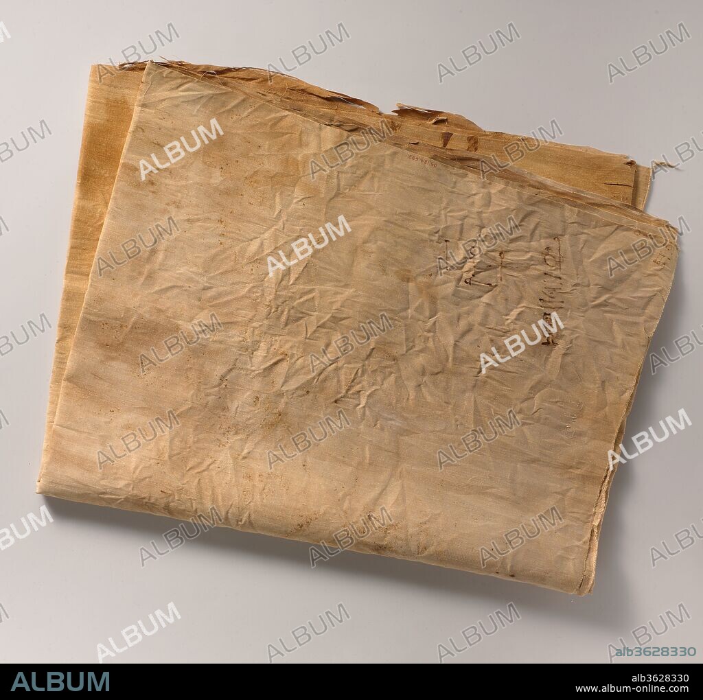 Inscribed Linen Sheet from Tutankhamun's Embalming Cache. Dimensions: L. 244 cm (96 1/16 in.); W. 61 cm. (24 in.). Dynasty: Dynasty 18. Reign: reign of Tutankhamun. Date: ca. 1336-1327 B.C..
In December 1907 Theodore M. Davis, a wealthy American who was funding excavations in the Valley of the Kings, discovered a small pit near the tomb of Seti I. Inside the pit were approximately a dozen large sealed whitewashed storage jars (09.184.1). Among other things, the jars contained bags of natron (a kind of salt),  pieces of linen with hieratic inscriptions dated to Years 6 and 8 of a king named Tutankhamun (throne name Nebkheperure).  At the time, almost nothing was know about Tutankhamun, and Davis declared that he had discovered the king's tomb.
Davis received a number of the jars and their contents in the division of finds and, in 1909, he gave most of his share to the Metropolitan Museum.  It was only later that Herbert Winlock, the field director of the Museum's excavations at Thebes, realized that the natron and linen were embalming refuse from the mummification of Tutankhamun.
Two ink inscriptions on this length of cloth record a date of "year 8." One records Tutankhamun's throne name, Nebkheperure. The second records the date, the name of the god Amun-Re, and three nefer hieroglyphs (good, good, good), indicating that the cloth was of the finest quality.  There is also a weavers mark that was woven into the fabric by its maker.