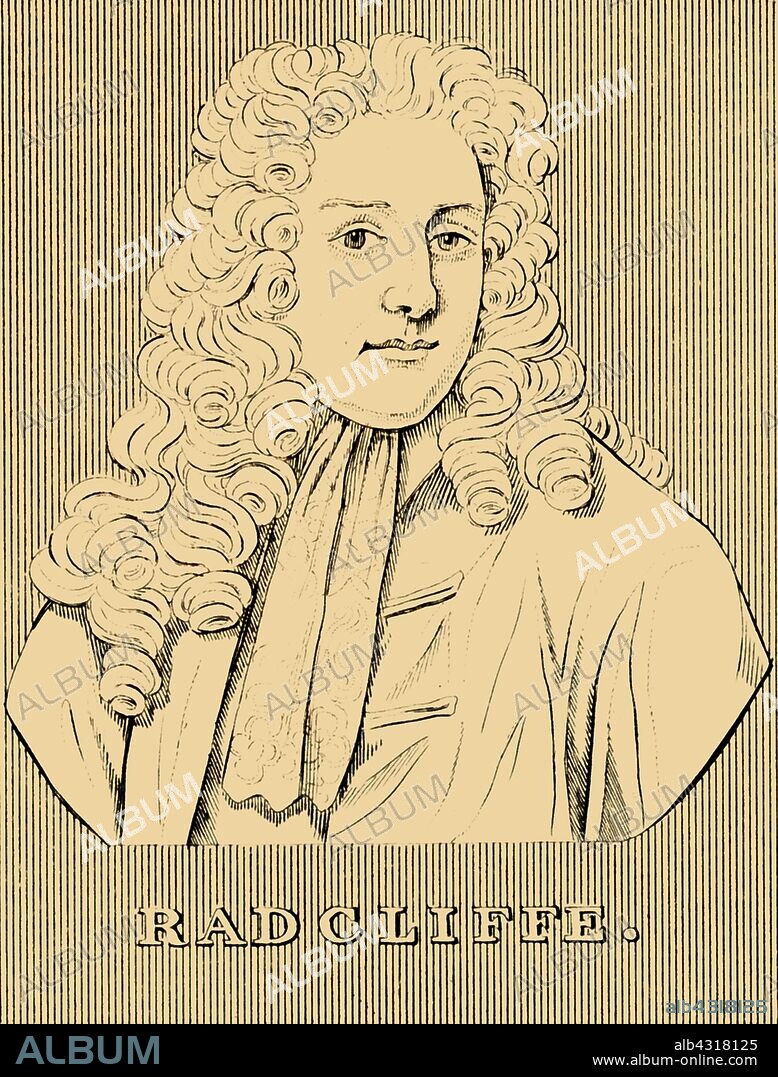 'Radcliffe', (1650-1714), 1830. John Radcliffe (1650-1714) English physician, academic and politician educated at the University of Oxford, became royal physician to William III and Mary II and MP for Bramber. Many buildings in Oxford, including the Radcliffe Camera are named after him. From "Biographical Illustrations", by Alfred Howard. [Thomas Tegg, R. Griffin and Co., J. Cumming, London, Glasgow and Dublin, 1830].