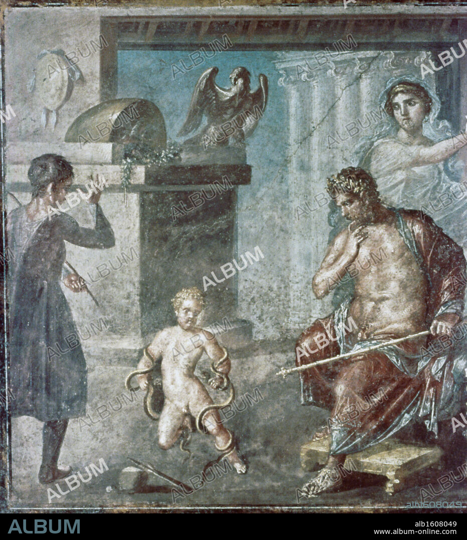 Hercules Wrestles with the Snakes  63-79  Roman Art  Fresco  Casa dei Vettii, Pompeii, Italy.