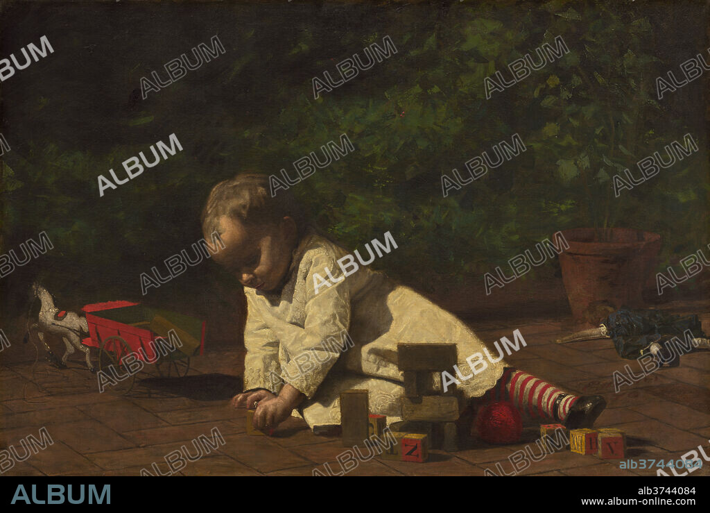THOMAS EAKINS. Baby at Play. Dated: 1876. Dimensions: overall: 81.9 x 122.8 cm (32 1/4 x 48 3/8 in.)  framed: 106.7 x 147.3 cm (42 x 58 in.). Medium: oil on canvas.