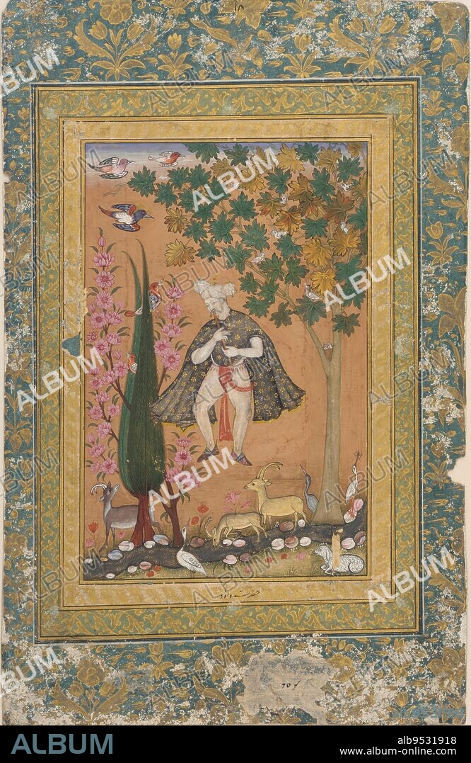 King David charming birds and beasts. Date: 17th century. Period: Mughal dynasty. Color and gold on paper. Origin: Bijapur, Karnataka state, Deccan plateau, India.