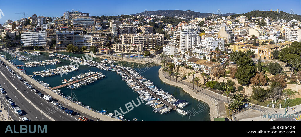 Can Barbara Dock aerial view, Palma Mallorca, Balearic Islands, Spain.