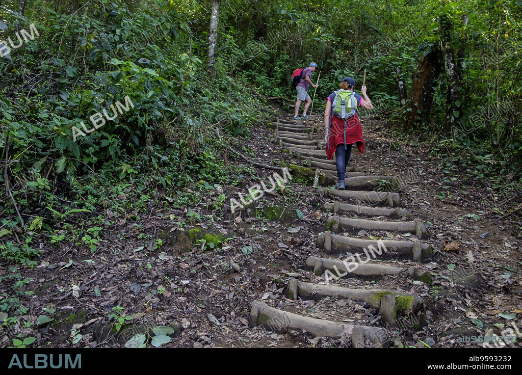 ascension al volcan San Pedro 3020 m. parque ecológico del volcán San Pedro, lago de Atitlán,departamento de Sololá , República de Guatemala, América Central.