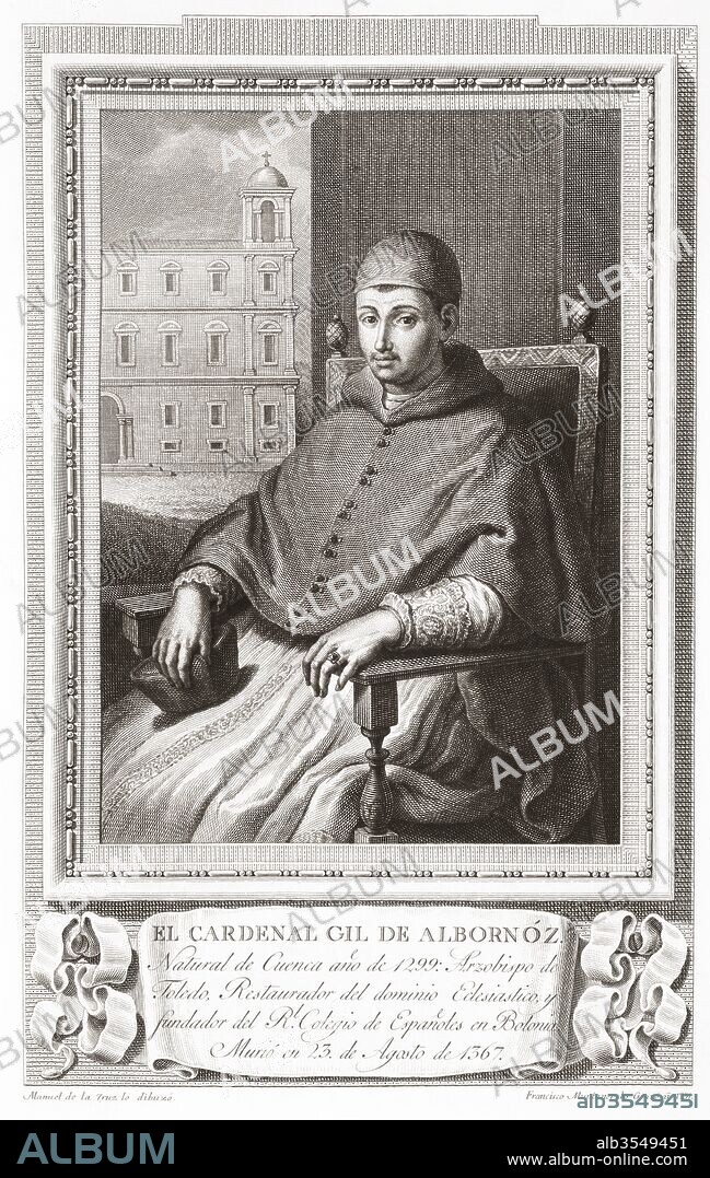 Gil Alvarez Carrillo de Albornoz, circa.1310 - 1367. Spanish cardinal and ecclesiastical leader.