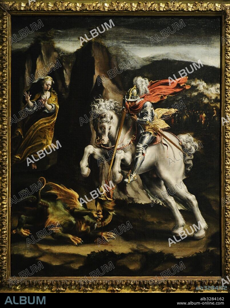 Lelio Orsi (1511-1587). Italian painter. Saint George and the Dragon, 1550. Farnese Collection. National Museum of Capodimonte. Naples. Italy.