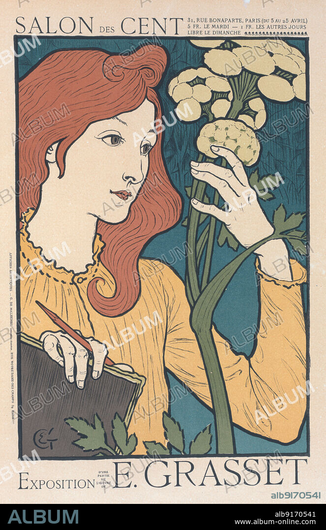 EUGENE SAMUEL GRASSET. Affiche pour l' "Exposition E. Grasset" au Salon des Cent., c1898. [Publisher: Imprimerie Chaix; Place: Paris].