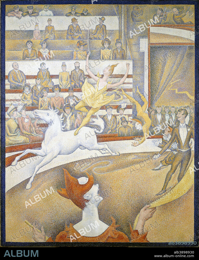 GEORGES SEURAT. Cirque The Circus. Date/Period: 1891. Painting. Oil on canvas. Height: 1,850 mm (72.83 in); Width: 1,520 mm (59.84 in).