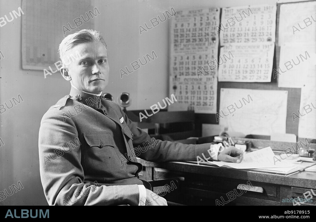 HARRIS & EWING. Hiram Bingham III, Aviator - At Desk, 1917. American military officer, explorer and politician. In 1911 he 'rediscovered', with the guidance of indigenous people, the Inca citadel of Machu Picchu in Peru.