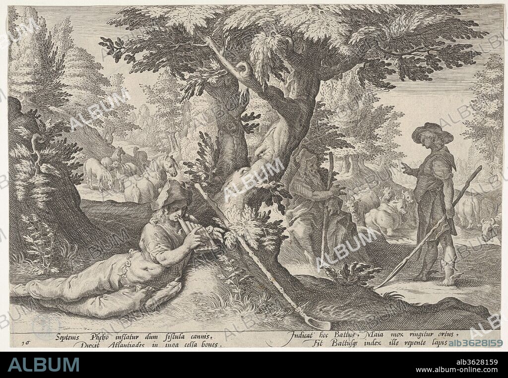 Mercury and Battus. Artist: Possibly by Robert Willemsz de Baudous (Netherlandish, 1574/5-1659); After Hendrick Goltzius (Netherlandish, Mühlbracht 1558-1617 Haarlem). Dimensions: sheet: 6 7/8 x 9 7/8 in. (17.4 x 25.1 cm).