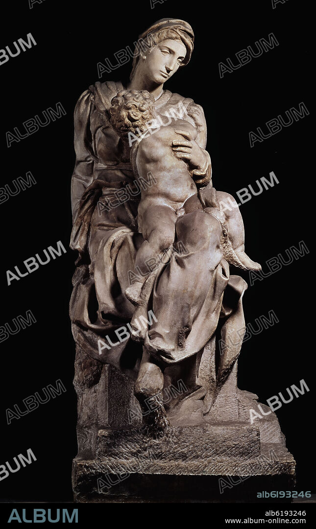 MIGUEL ANGEL. ESCULTURA DE UNA MADRE Y SU HIJO DEL SEPULCRO DE LORENZO EL MAGNIFICO - SIGLO XVI - RENACIMIENTO ITALIANO.