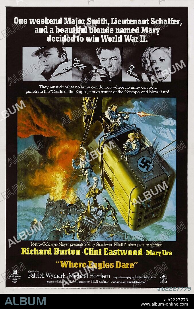 Poster of WHERE EAGLES DARE, 1968, directed by BRIAN G. HUTTON. Copyright M.G.M.