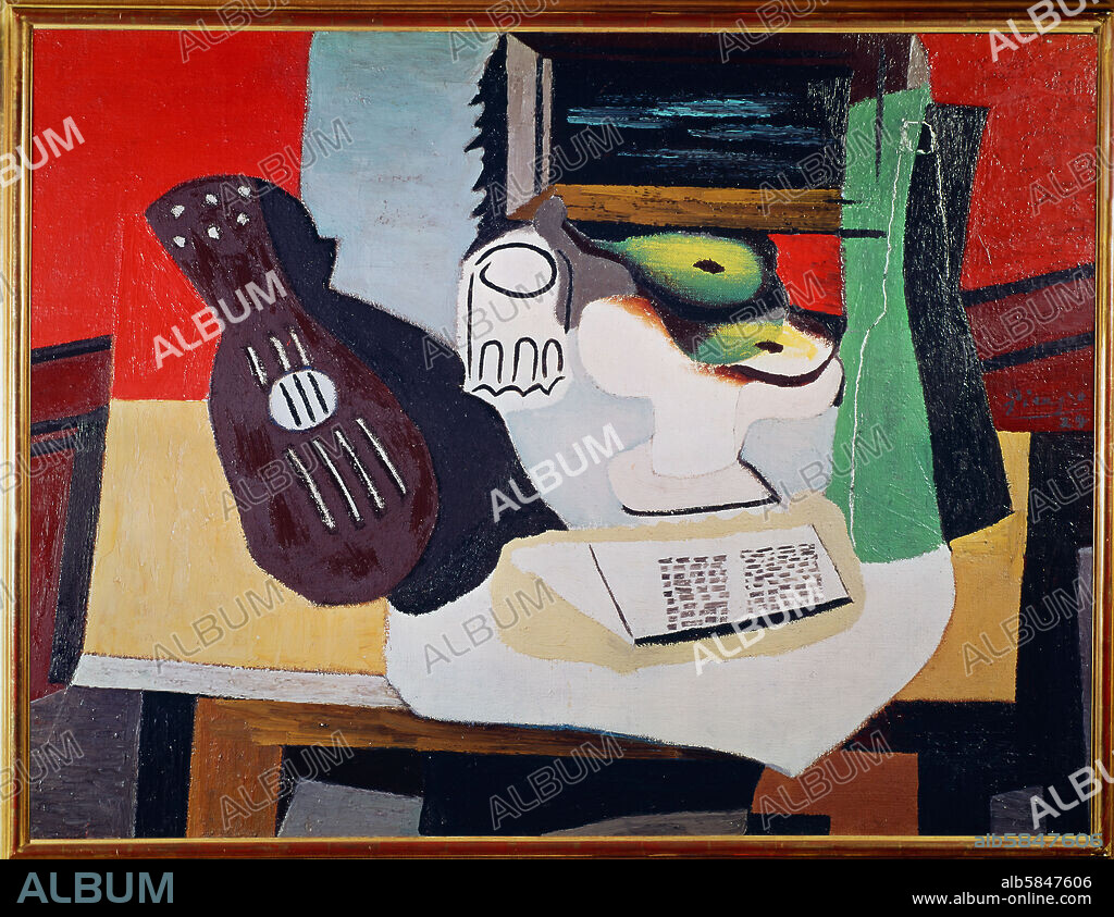 PABLO PICASSO. Still life with guitar. Canvas.