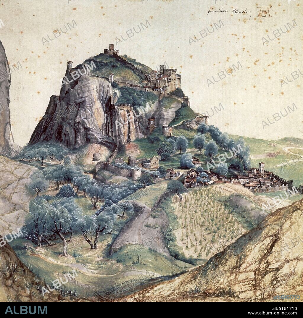 ALBERTO DURERO-ALBRECHT DÜRER. 'Castle and Town of Arco', 1495, Watercolour on paper, 22,3 x 22,3 cm.