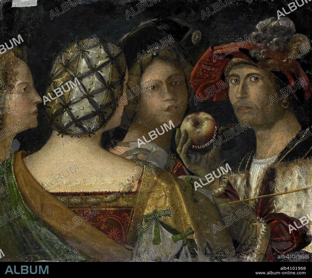 ANONYMOUS (REJECTED ATTRIBUTION), ANTONIO DA VENDRI (ATTRIBUTED TO) and PAOLO MORANDO CAVAZZOLA (REJECTED ATTRIBUTION). The Judgment of Paris. Dating: 1500 - 1524. Place: Venice. Measurements: h 69 cm × w 82 cm × d 3 cm; h 77.6 cm × w 90.6 cm × d 9.8 cm.