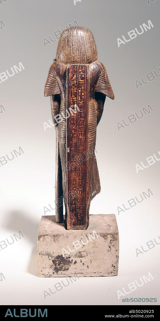 male, standing, standard, Ramose, small sculpture, wood, limestone, 45 cm, New Kingdom, 19th Dynasty, EgyptDescription of the Egyptian collection, XII, 23, Pl.VI, J. Capart, Recueil de monuments égyptiens II (Brussels 1905), pl. 82, B. Bruyere, Report Deir el Médineh 1935-1940.IV (Cairo 1952), 13, J. Vandier, Manuel III (Paris 1958), 474, 486, 498, 529-530, PM I (2nd dr.) 713, J. Cerny, Community of Workmen (Cairo 1973), 317 n. 5, J.J. Janssen, OMRO 58 (1977), 222 n. 9, KRI III (Oxford 1980), 631, para. 245: 34, H. Satzinger, Jahrbuch Wien 77 (1981), 36, Dok. C 21, C. Chadefaud, Statues Porte enseignes (Paris 1982), 96, No. PE B.6, L.H. Lesko, Pharaoh's workers (Ithaca.