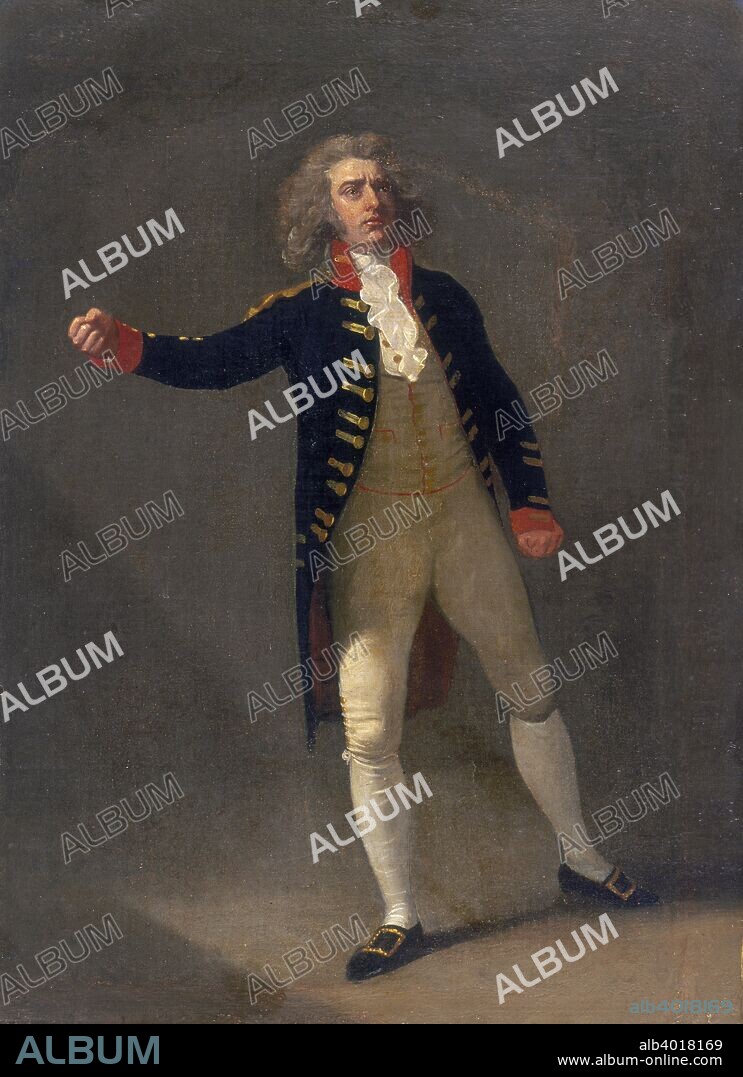 'Joseph George Holman as Chamont in Thomas Otway's The Orphan', c1785.    Holman was one of the leading actors of his day making his first appearance on the stage as Romeo at the Theatre Royal, Covent Garden. He wears the Windsor uniform of George III's court.