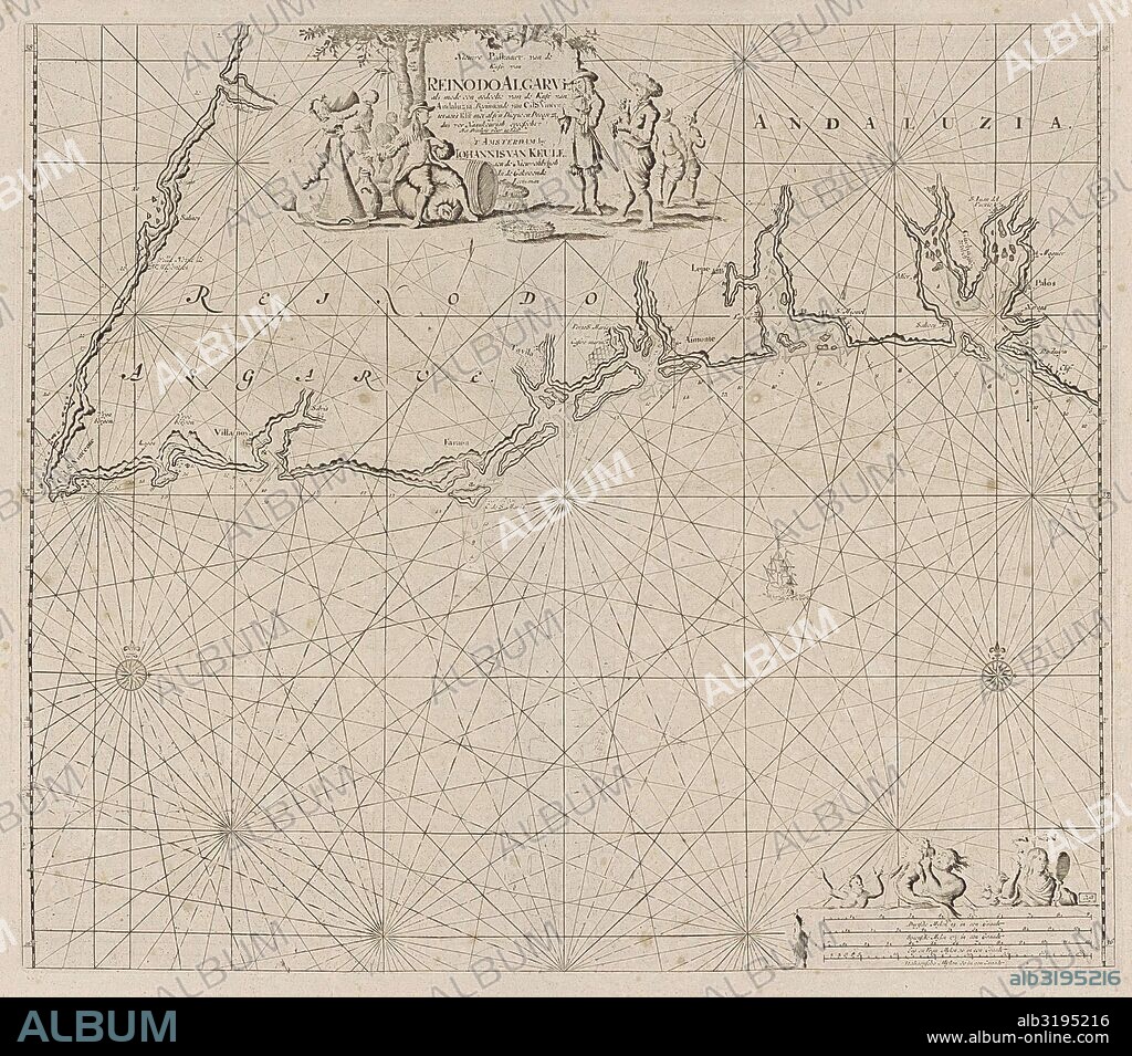 Sea map of part of the south coast of Portugal and Spain with the Algarve and Andalucia, Jan Luyken, Anonymous, Johannes van Keulen (I), 1681 - 1803.