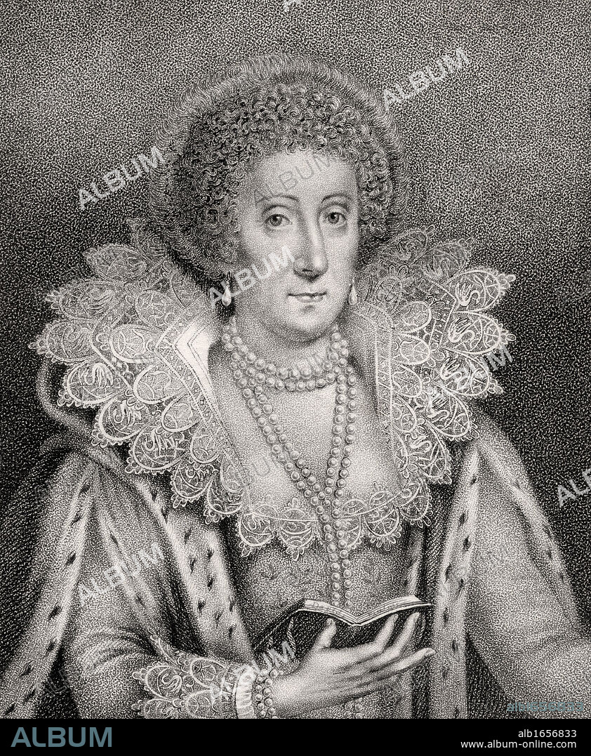 Mary Herbert Countess of Pembroke nee Mary Sidney 1561-1621 English patroness of the arts and translator Engraved by Bocquet from the book A catalogue of Royal and Noble Authors Volume II published 1806.