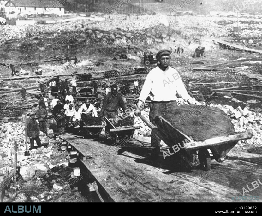 Relocation of kulaks were to work in gulags (prison camps) 1930. Kulaks were Russian peasants, wealthy enough to own a farm and hire labour. Emerging after the emancipation of serfs in the 19th century the kulaks resisted Stalin's forced collectivization, but millions were arrested, exiled, or killed.
