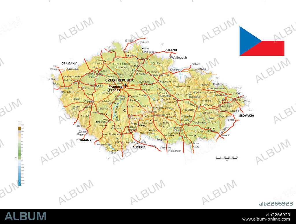 REPUBLICA CHECA. Mapa físico y político de la República Checa.