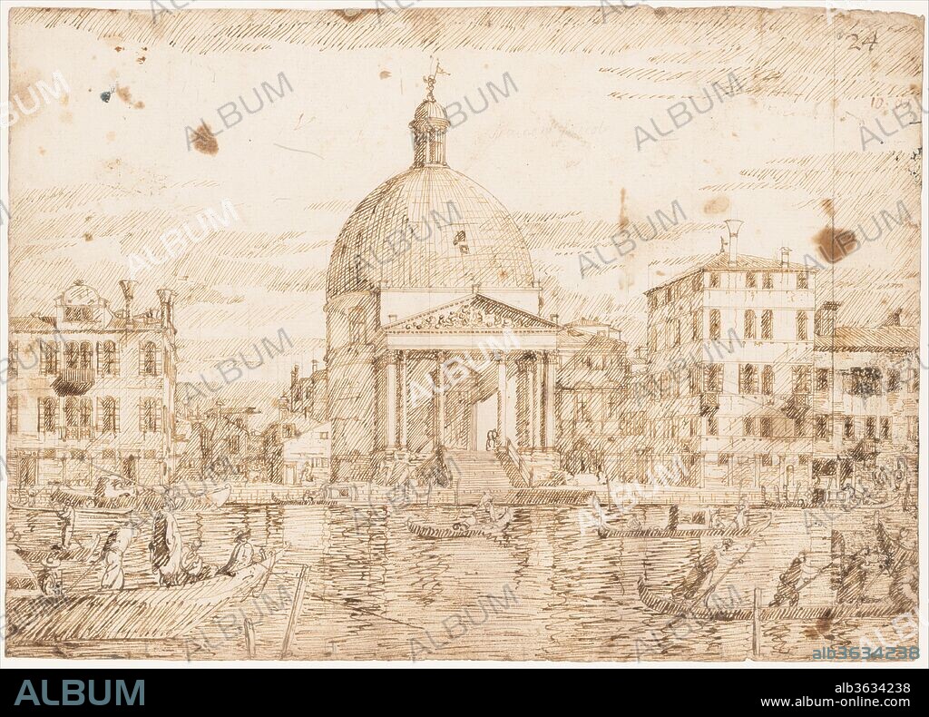 San Simeone Piccolo, Venice, Seen from the Grand Canal. Artist: Bernardo Bellotto (Italian, Venice 1722-1780 Warsaw). Dimensions: 10 1/2 x 14 3/4in. (26.7 x 37.5cm). Date: 1721-80.