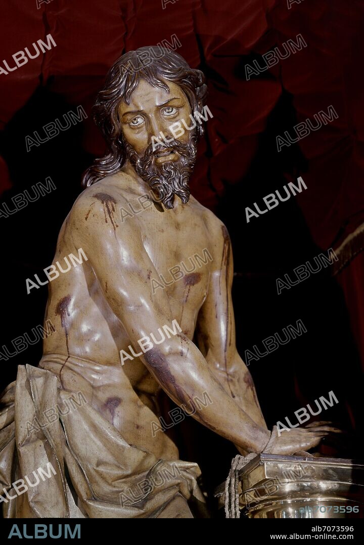 GREGORIO FERNANDEZ. CRISTO ATADO A LA COLUMNA - SIGLO XVII - BARROCO ESPAÑOL - MADERA POLICROMADA.