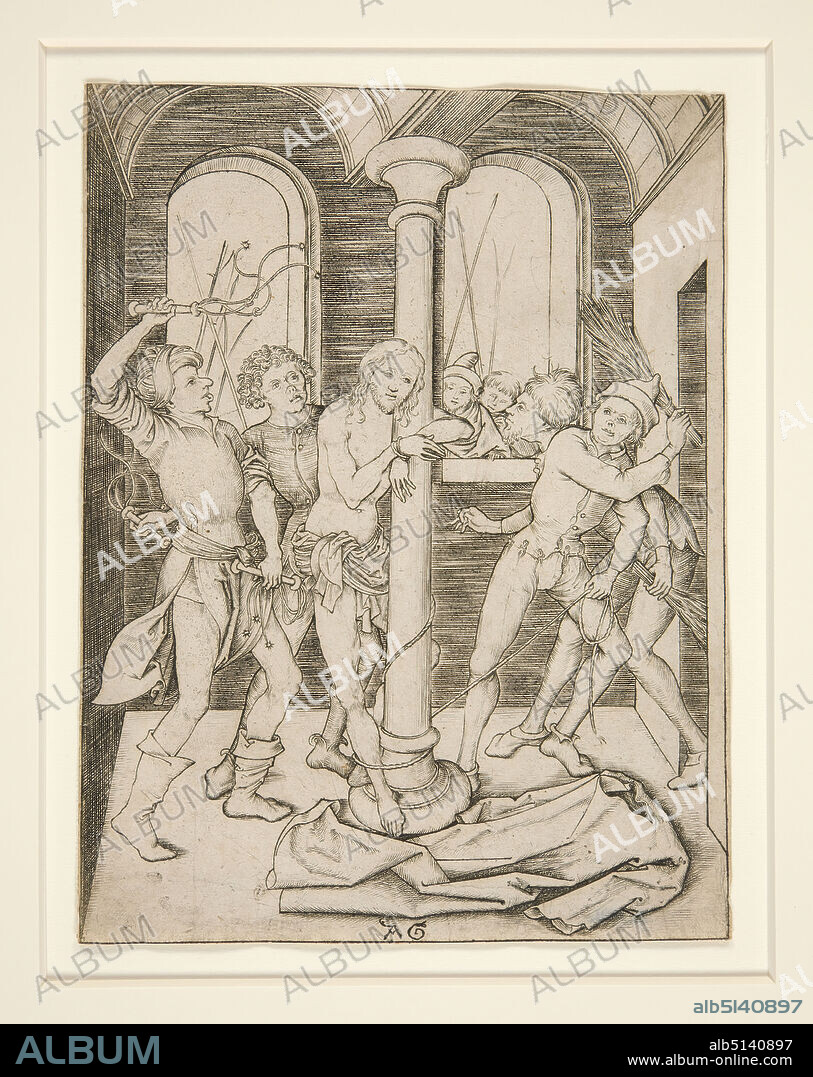 Artist: Albrecht Glockendon the Elder, German, ca. 1432after 1485, The Flagellation, ca. 1480, Engraving, sheet: 14.6 × 11 cm (5 3/4 × 4 5/16 in.), Made in Germany, German, 15th century, Works on Paper - Prints.