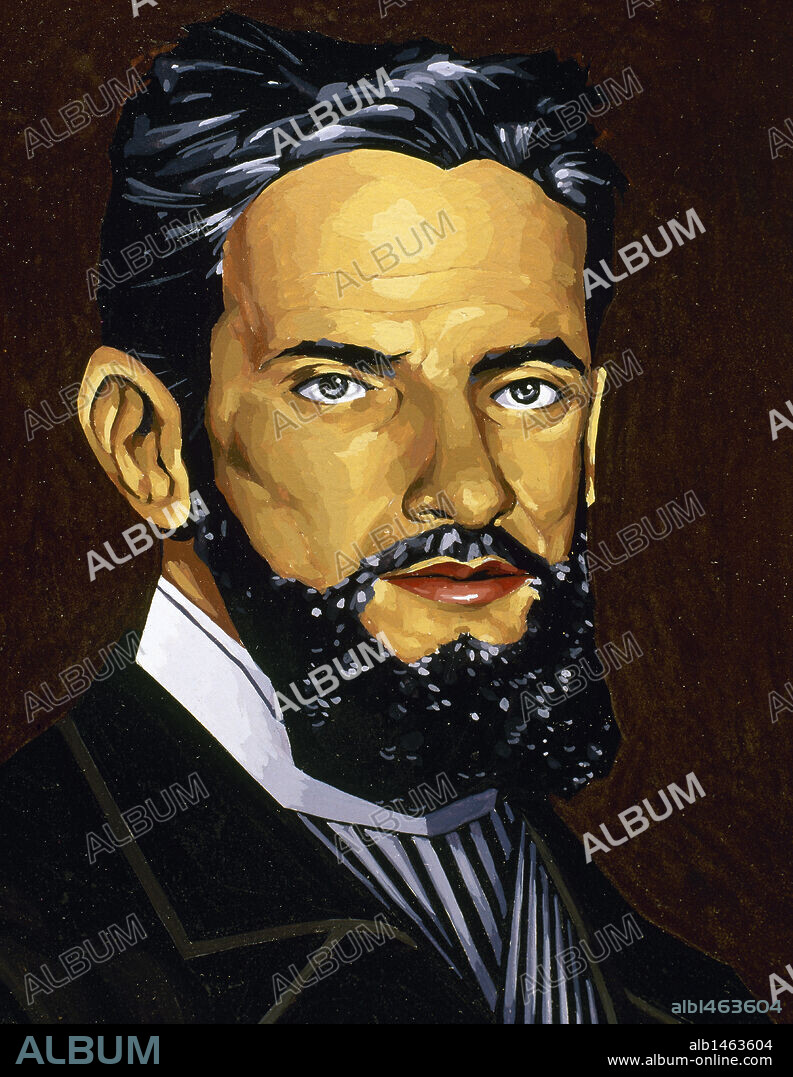 CLARIN, Leopoldo Alas (1852-1901). Escritor español, máximo representante del naturalismo español y uno de los precursores de la generación del 98. Dibujo.