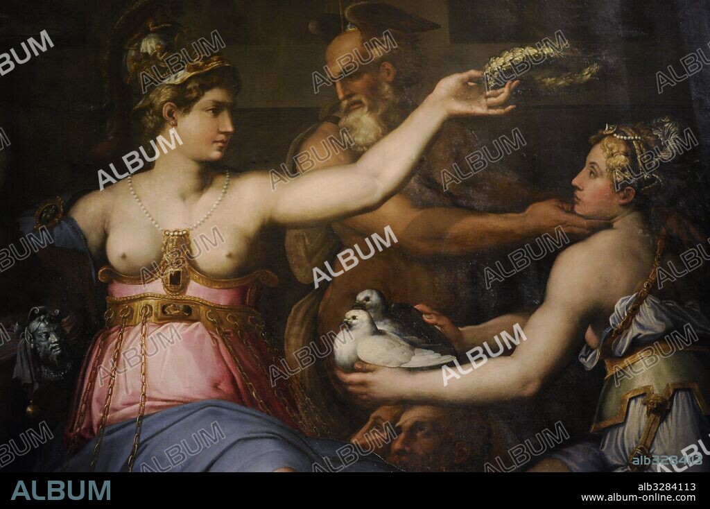 Giorgio Vasari (1511-1574). Arquitecto y pintor italiano. Alegoría de la Justicia, la Verdad y los Vicios, 1543. Detalle. Colección Farnese. Museo de Capodimonte. Nápoles. Italia.