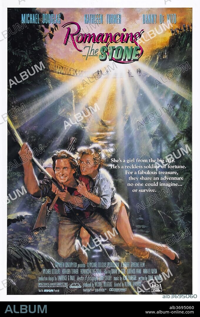 Poster of ROMANCING THE STONE, 1984, directed by ROBERT ZEMECKIS. Copyright 20TH CENTURY FOX.