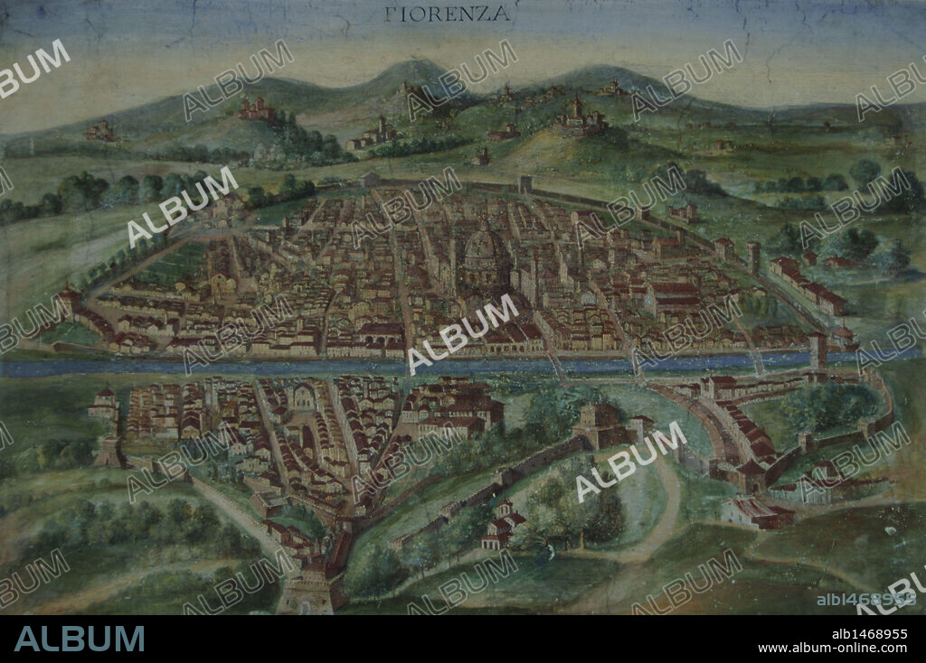 MAPA DE FLORENCIA (siglo XVI). Galería de los Mapas. Museos Vaticanos. Ciudad del Vaticano.