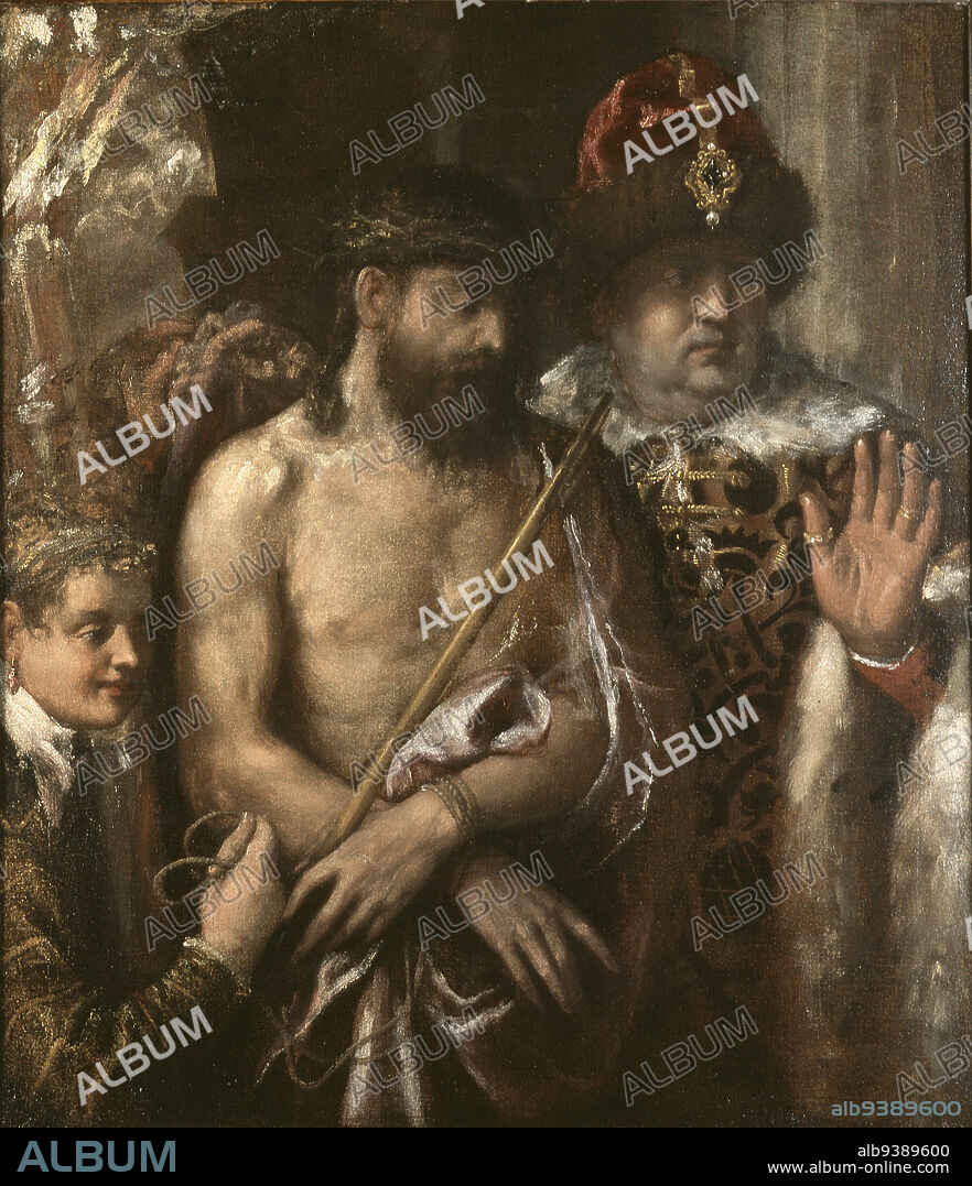 Christ Shown to the People (Ecce Homo), Titian (Tiziano Vecellio), Italian, c.1485-901576, c.157076, Oil on canvas, Made in Venice, Veneto, Italy, Europe, Paintings, 43 x 37 5/16 in. (109.2 x 94.8 cm).