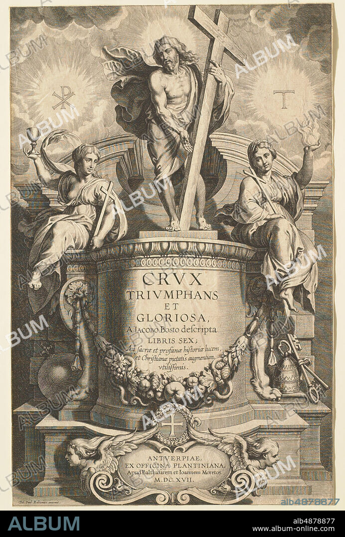 Cornelis Galle I, Flemish, 15761650, After Peter Paul Rubens, (Flemish, 15771640), Frontispiece for Jacob Bosio, Crux Triumphans et Gloriosa, Antwerp, 1617, 1617, Engraving on paper, image: 12 13/16 x 8 1/4 in. (32.5 x 20.9 cm).