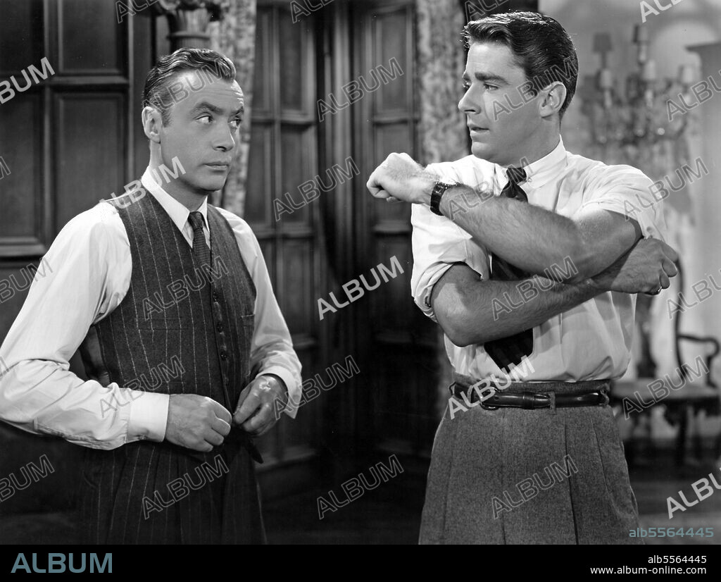 CHARLES BOYER and PETER LAWFORD in CLUNY BROWN, 1946, directed by ERNST LUBITSCH. Copyright 20TH CENTURY FOX.