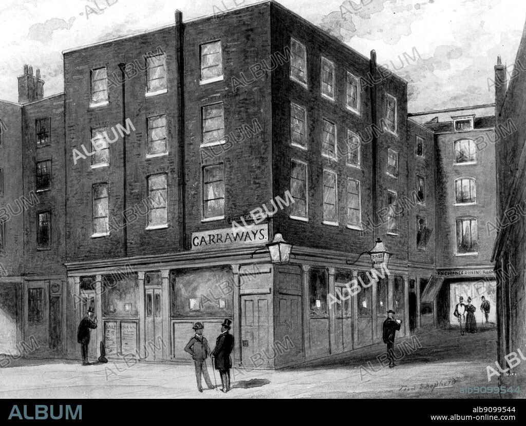 Garraways Coffee House: scene of many an auction, with or without candles, founded in 1669.