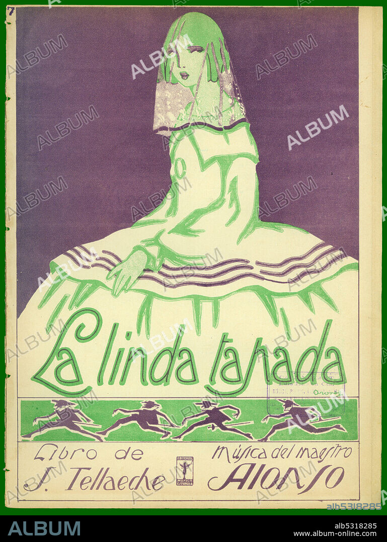 Partitura musical de la zarzuela La Linda Tapada, de Francisco Alonso. Año 1924.