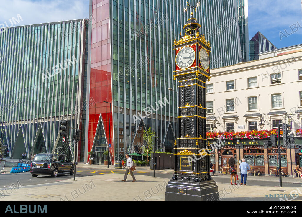 View of Little Ben Clock, 1892 replica of Big Ben, Victoria, London, England, United Kingdom, Europe.