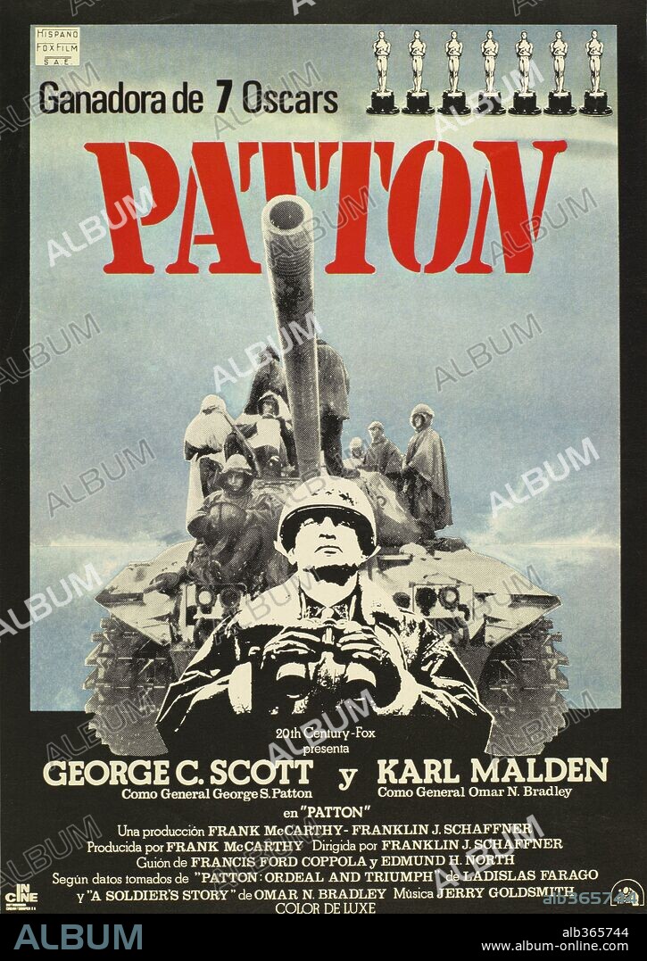 Poster of PATTON, 1970, directed by FRANKLIN J. SCHAFFNER. Copyright 20TH CENTURY FOX.