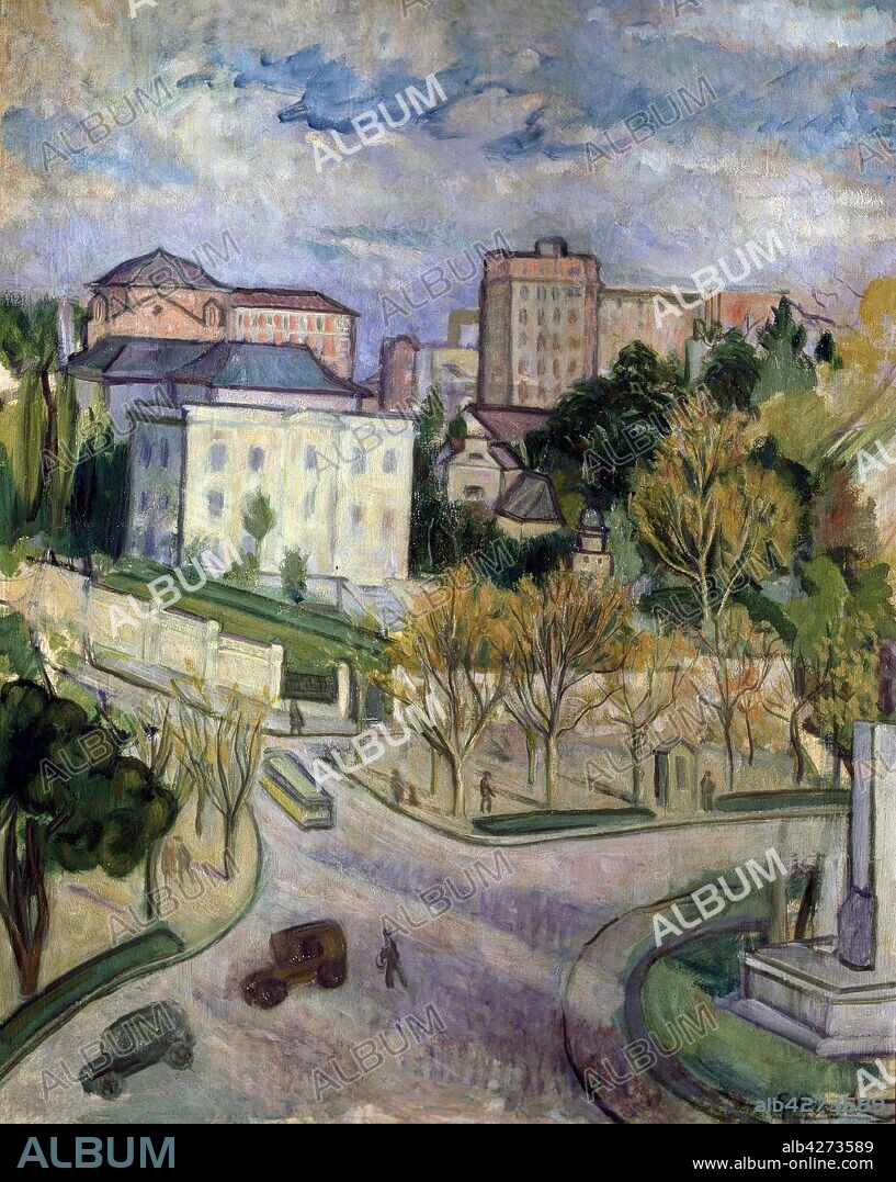 JUAN ECHEVARRIA (1875-1931). ECHEVARRIA, JUAN PINTOR ESPAÑOL. BILBAO 1875-1931 "PLAZA DE CASTELAR. MADRID", OLEO 1910 COLECCION PARTICULAR MADRID PINTADO.